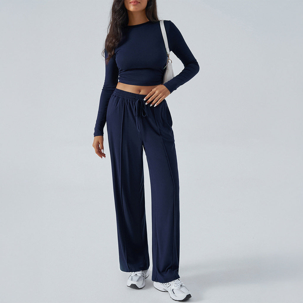Damen lässiges Zweiteiler-Set mit weitem Oberteil und elastischen Hosen GR