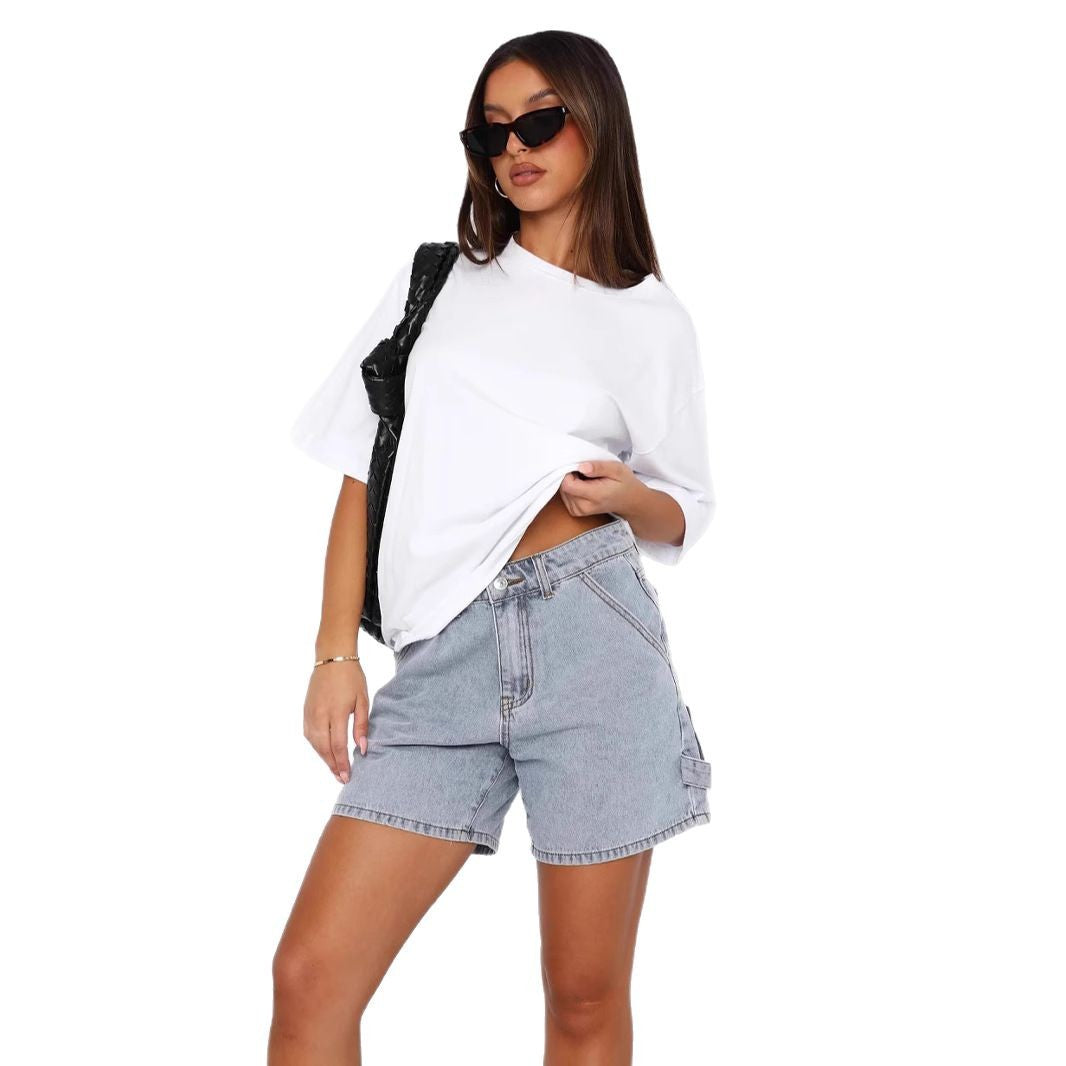 Women's high-waisted denim shorts with a relaxed fit, size [size missing]
