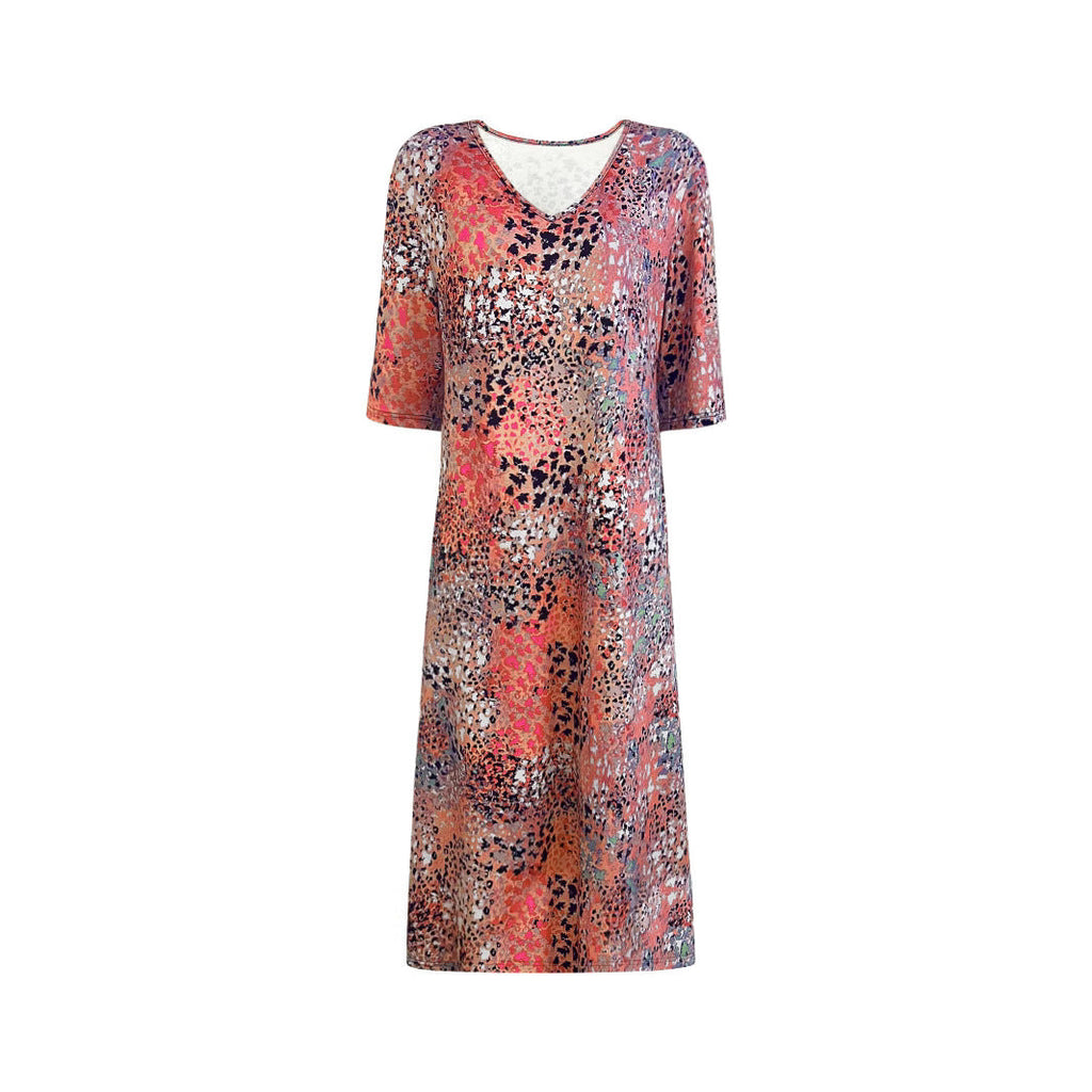 Women's V-neck midi dress in a casual animal print style, size S