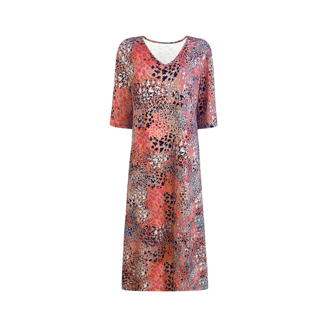 Women's V-neck midi dress in a casual animal print style, size S