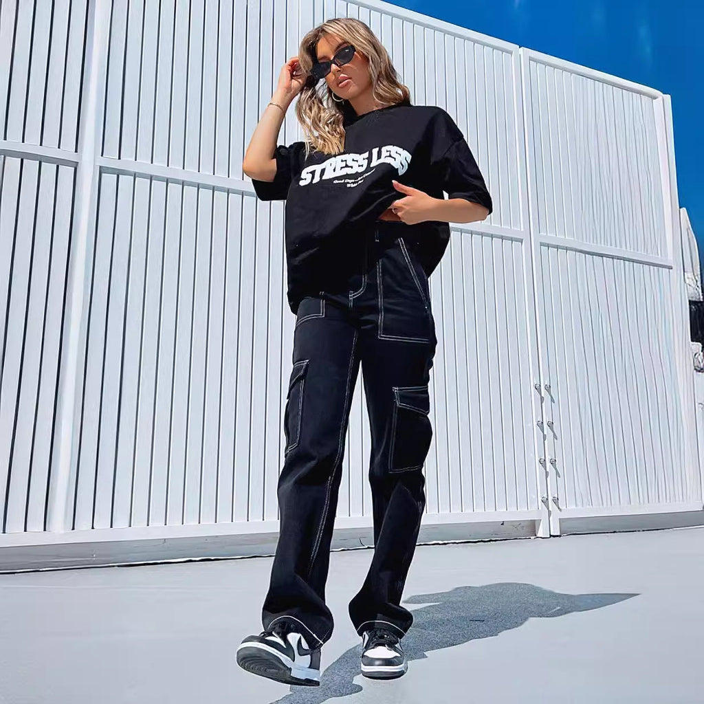 Damen Cargo-Hose mit elastischem Bund und praktischen Taschen GR