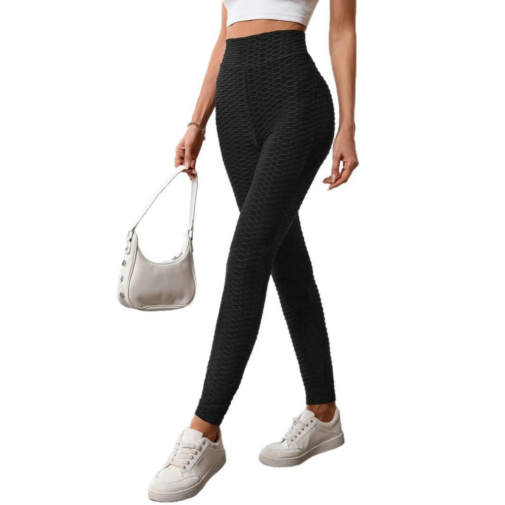 Women's high-waisted sports leggings with a textured surface, size S