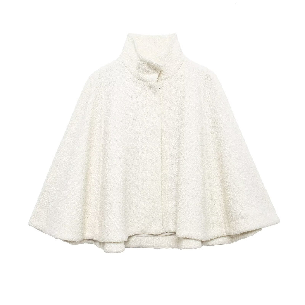 GR | Wool blend stand-up collar cape jacket
