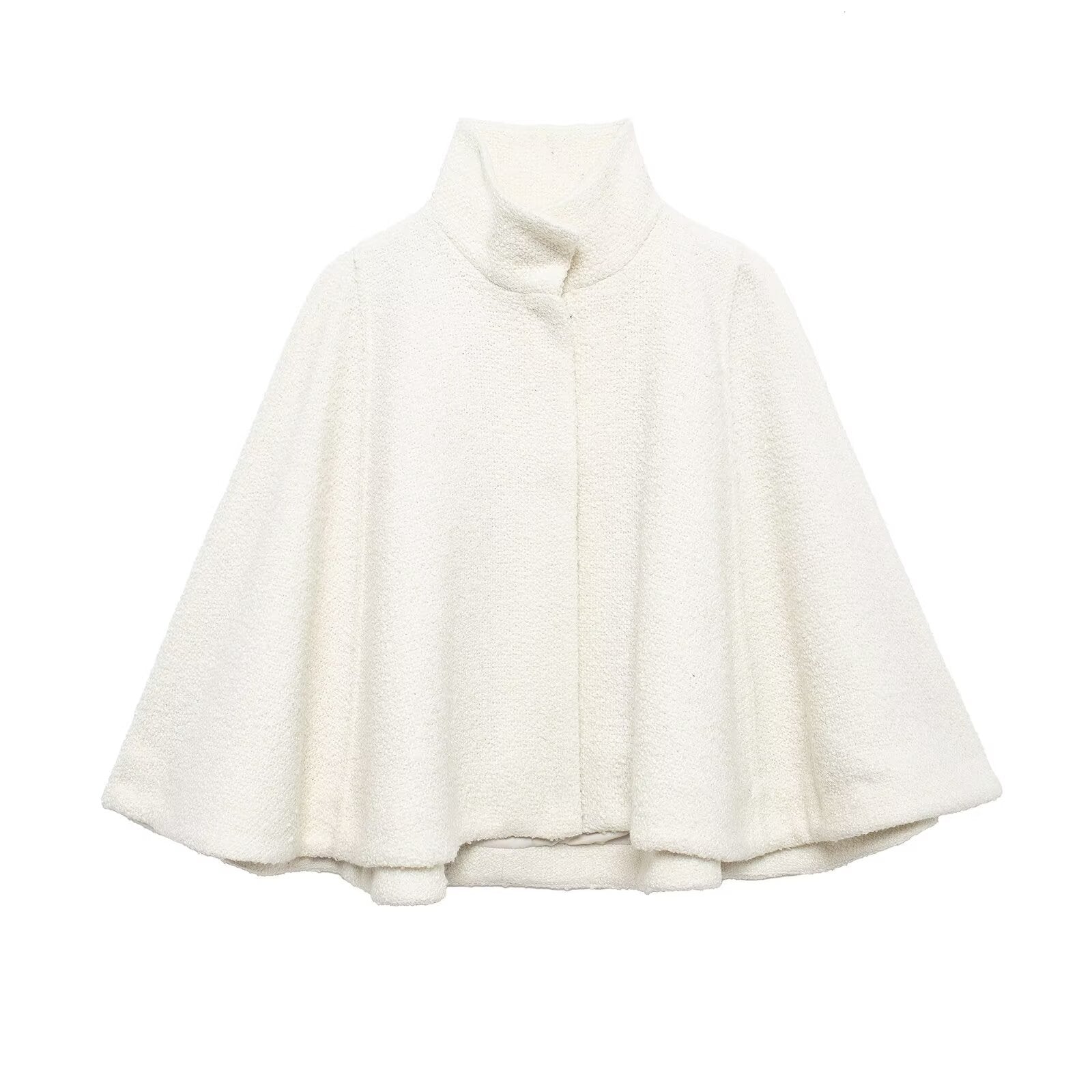 GR | Wool blend stand-up collar cape jacket