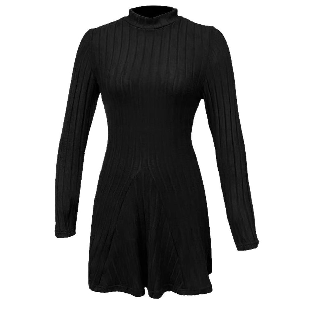 Women's knitted dress with a structured design and long sleeves, size