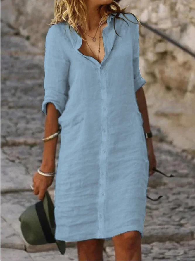 Women's casual shirt dress with chic details, size