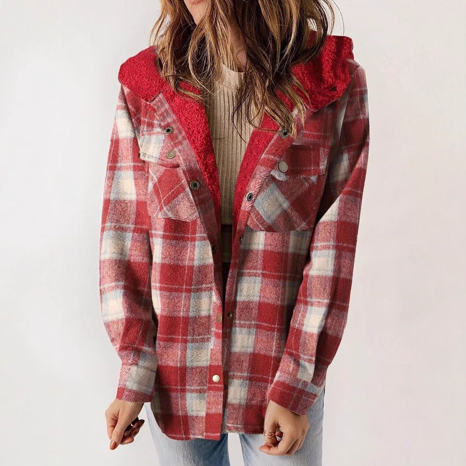 Women's flannel jacket with fleece lining, size