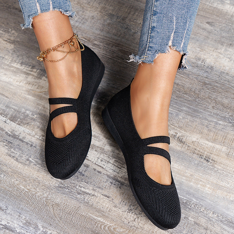 GR | Flat slippers with strap across the instep and flat sole for women