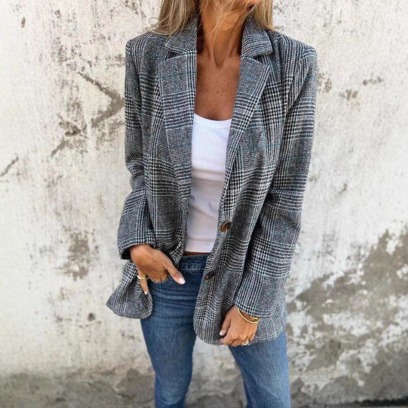 GR | Checkered blazer in brown check