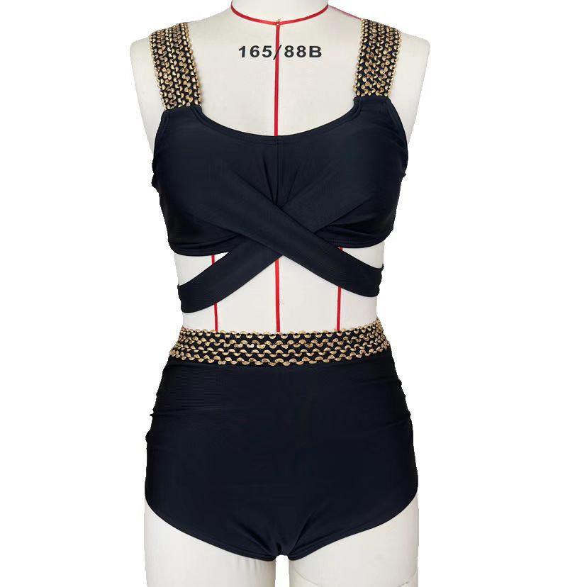 Women's high-cut bikini with fashionable wrap top and glamorous accents, size GR