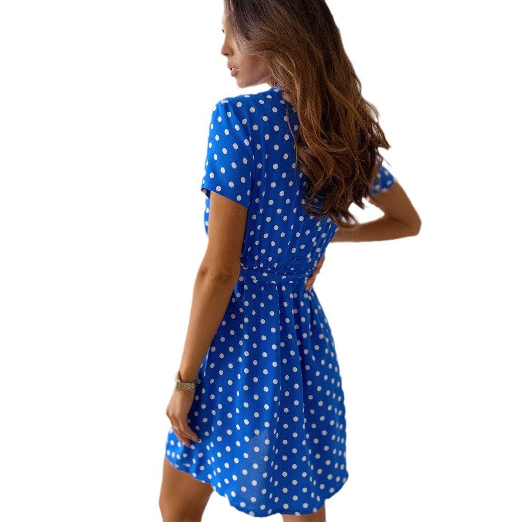 GR | Kurzarm V-Neck Gummizug Bindekleid
