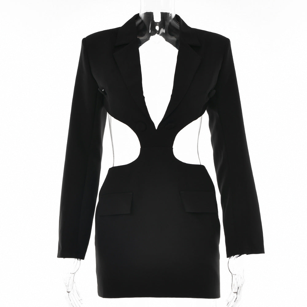 Women's blazer dress with exciting cut-out design and contrasting details, size GR