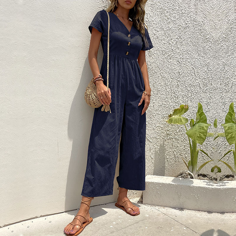 Women's jumpsuit with button details and airy cut, size S