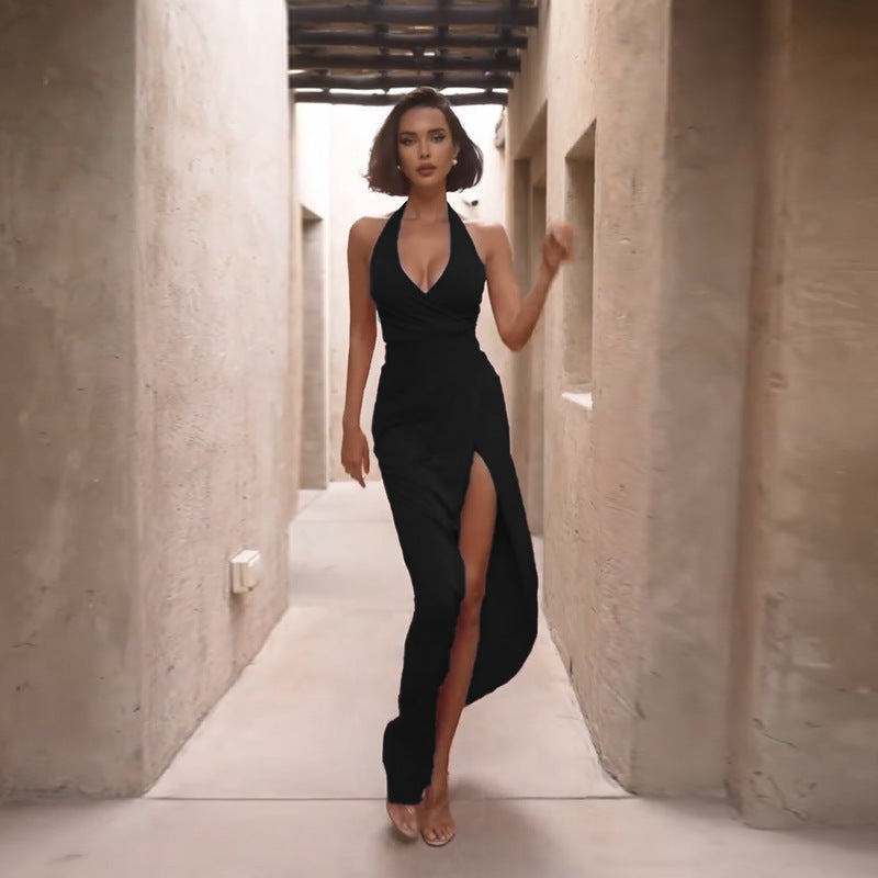Damen Abendkleid mit verführerischem V-Ausschnitt und eleganter Drapierung GR