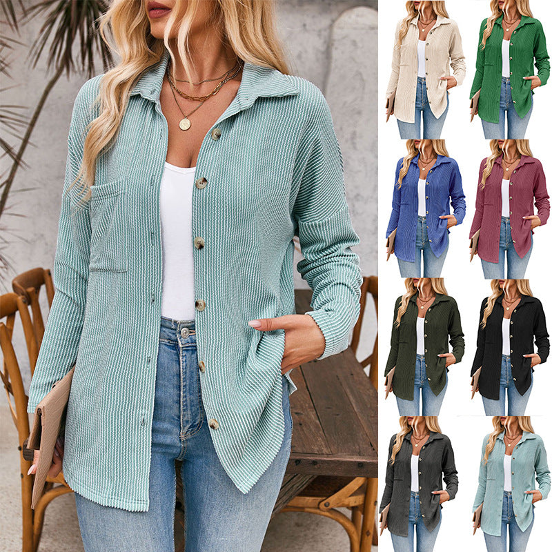 Damen lässige Strickjacke mit Knopfleiste GR