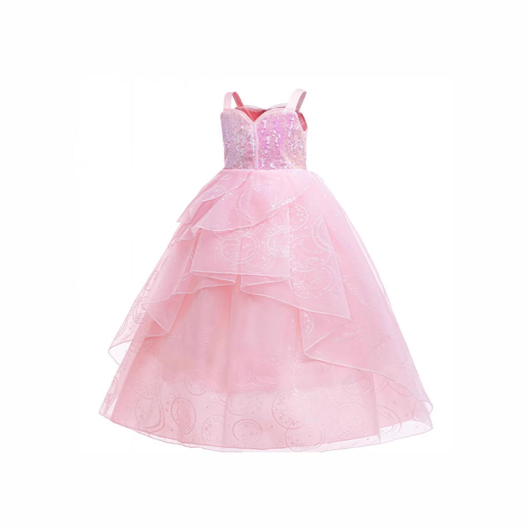Glinda Cosplay Dress – Pink Princess Ball Gown for Girls (Wedding, Stage) Size