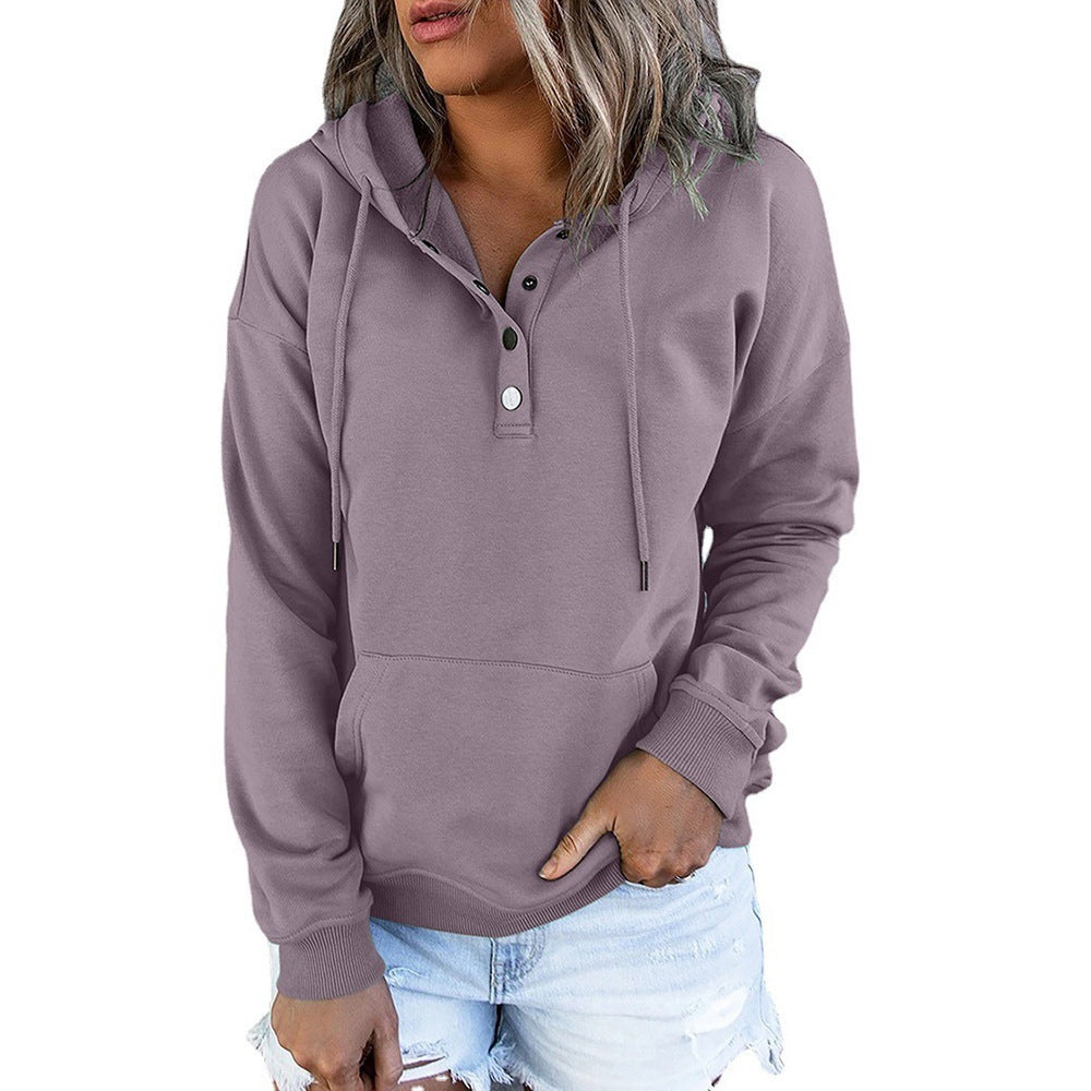 Women's hoodie with functional button details and a relaxed fit, size S
