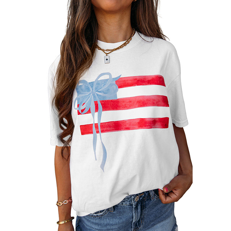 Women's T-shirt with artistic flag motif, size