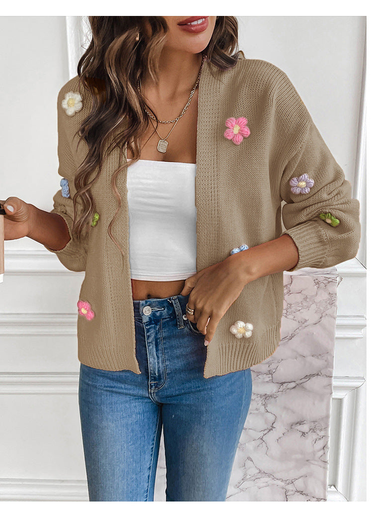 GR | Hand-crocheted floral knitted cardigan 