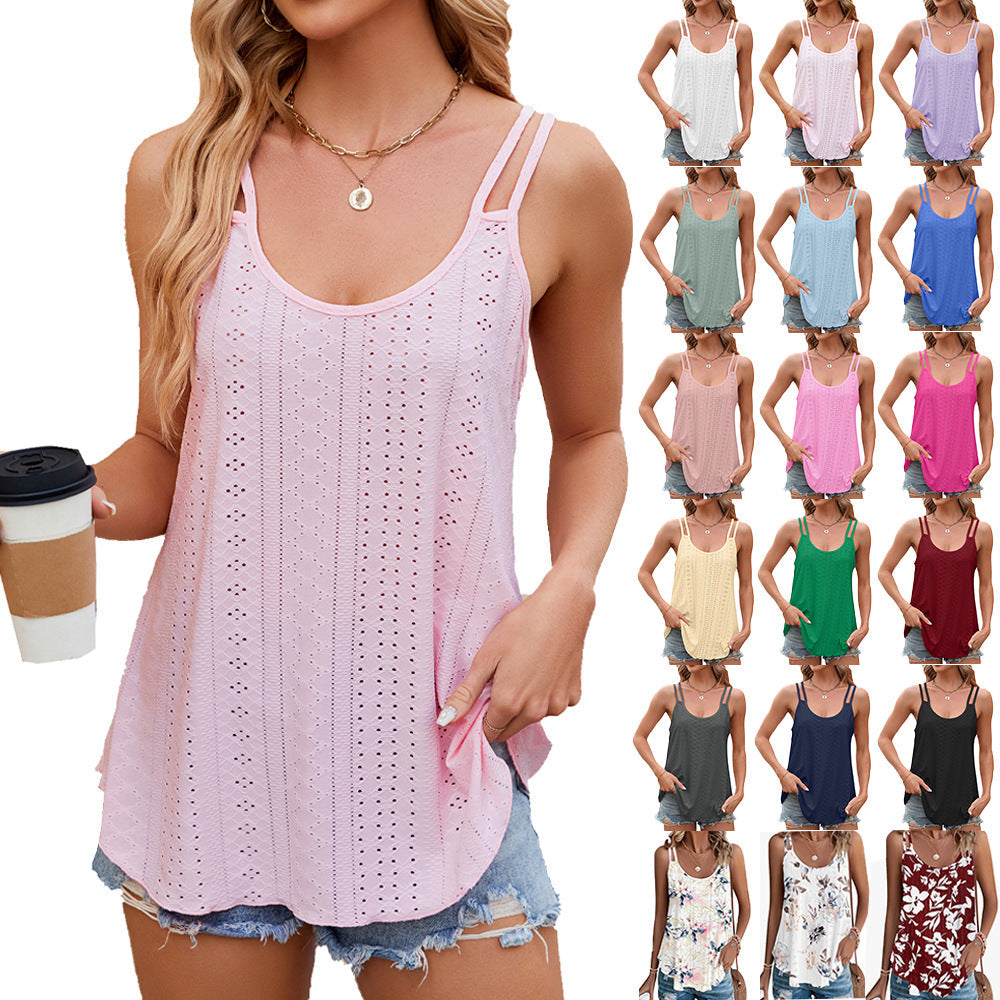 GR | Solid color crew neck sleeveless camisole top