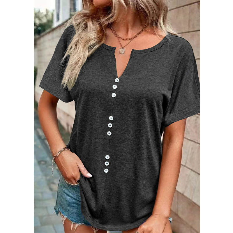GR | Solid Color Soft Fashionable V-Neck T-Shirt in Plus Sizes