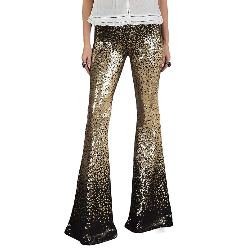 Damen Glitzernde Schlaghose mit luxuriösem Pailletten-Muster GR