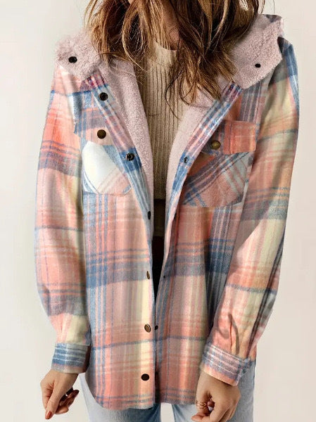 Women's flannel jacket with fleece lining, size