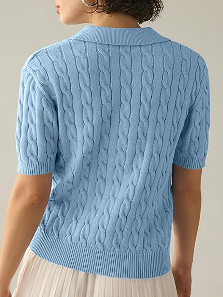 GR | Polo collar twist knit sweater 