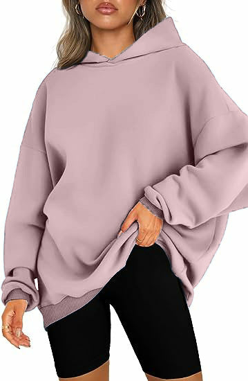 Damen oversized Kapuzenpullover mit seitlichen Schlitzen GR
