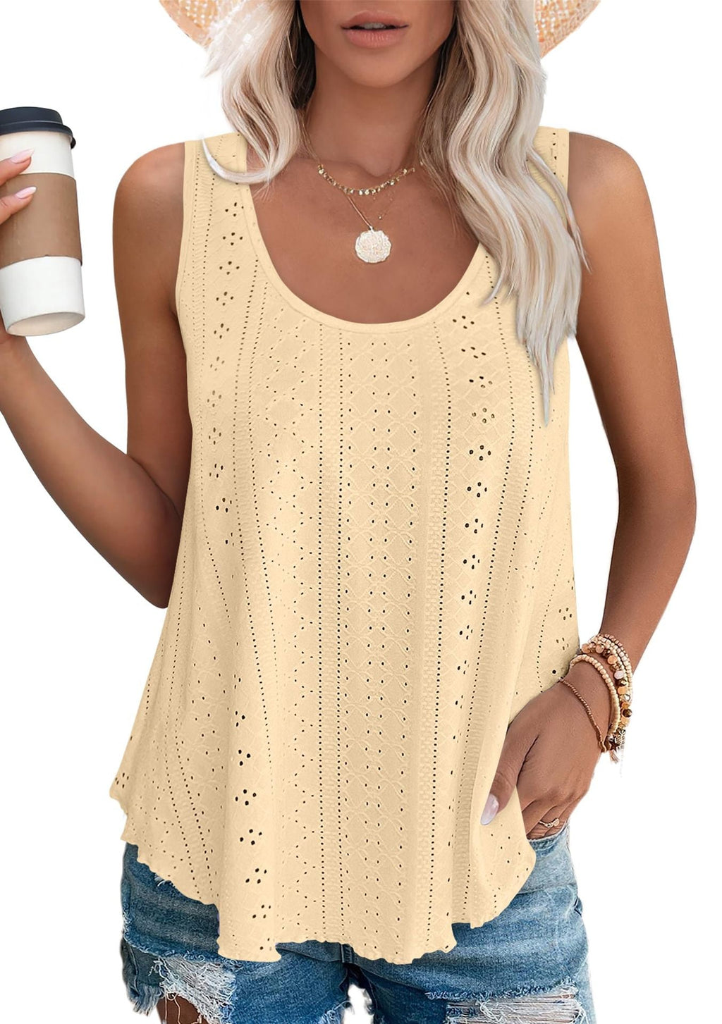 GR | Rundhalsausschnitt Locker Ärmellos Tanktop