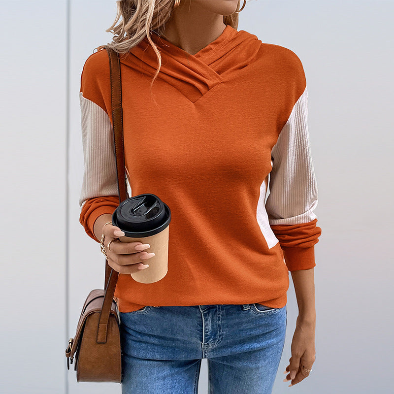 Damen Hoodie mit modernem V-Ausschnitt und strukturierter Ärmelgestaltung GR