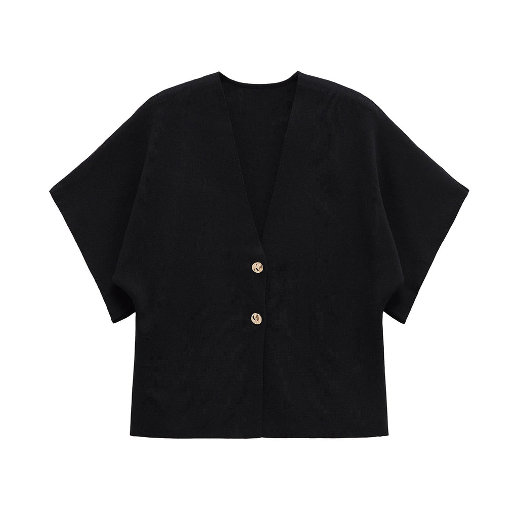 Damen leichte Strickjacke mit elegantem V-Ausschnitt und luxuriösen Knopfdetails GR