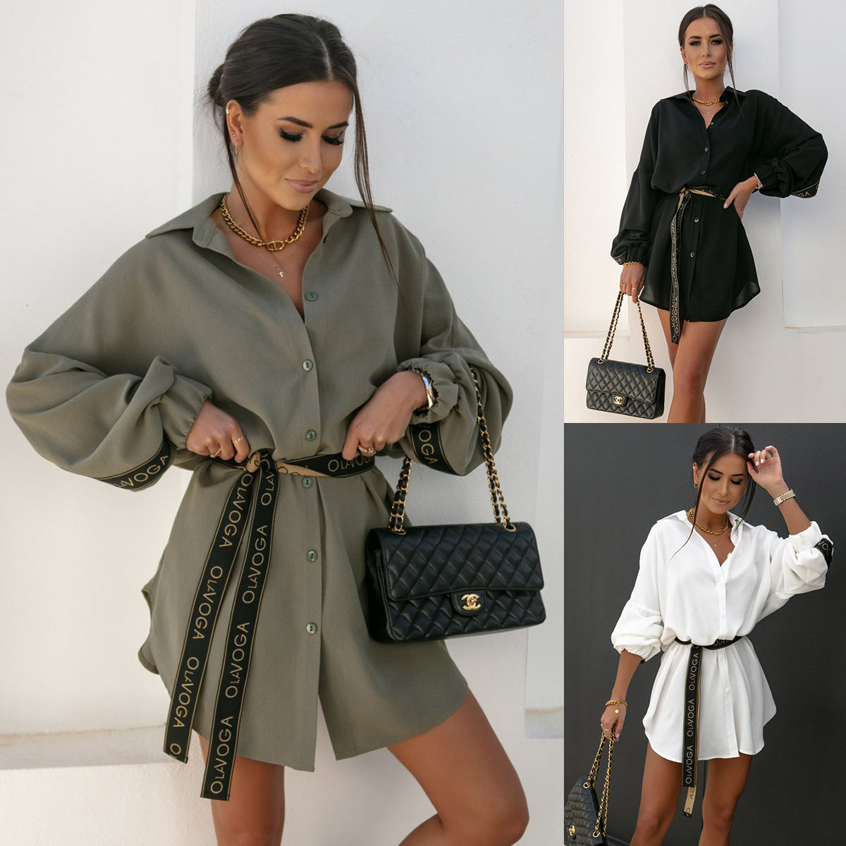 Damen Hemdkleid mit lässigem Schnitt und eleganter Taillierung GR