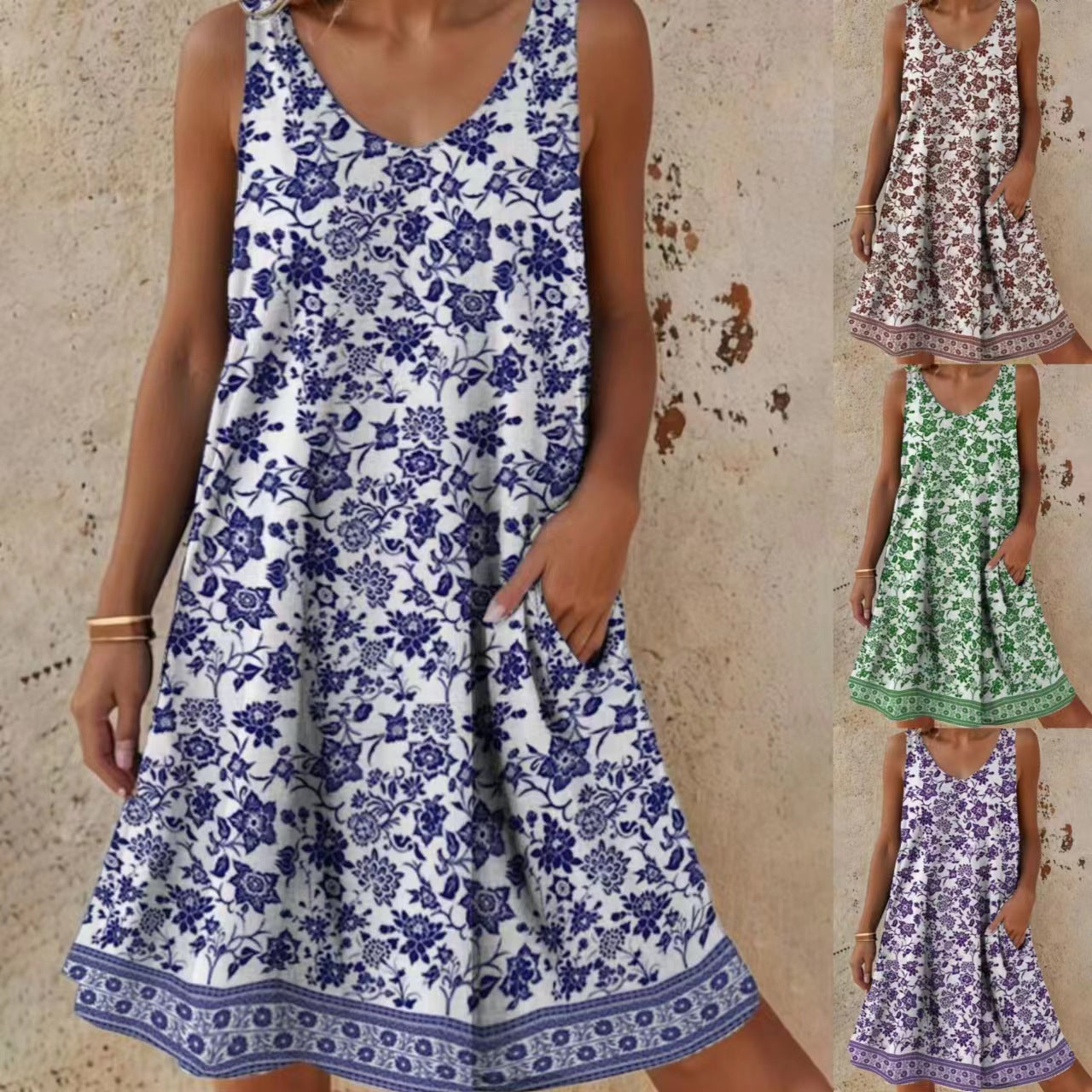 Damen Freizeitkleid mit lässigem Schnitt und floralem Design GR