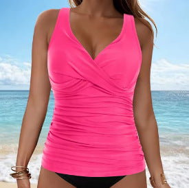 GR | Tummy Control Hook Design Printed Tankini Set