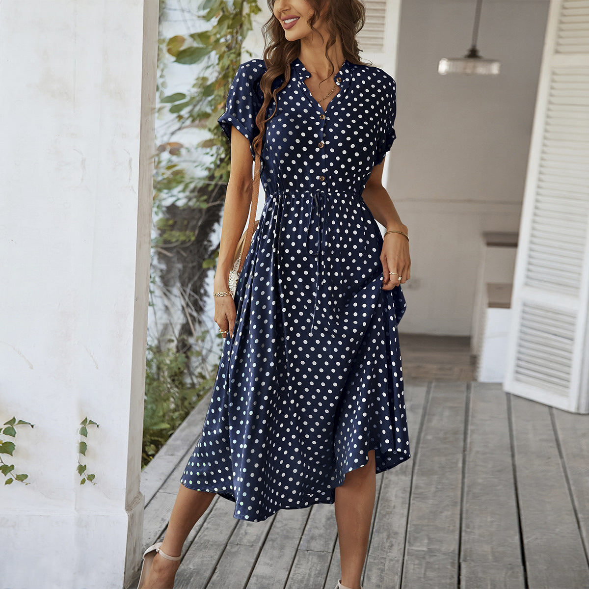 Women's polka dot midi dress, size