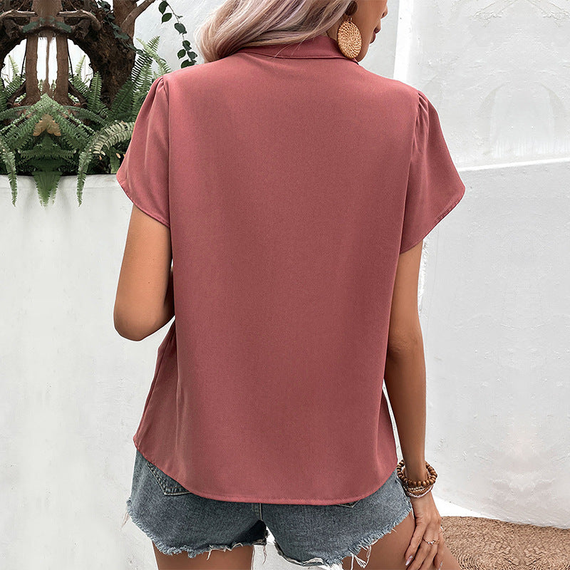 Damen Bluse mit eleganten Puffärmeln und v-förmigem Ausschnitt GR