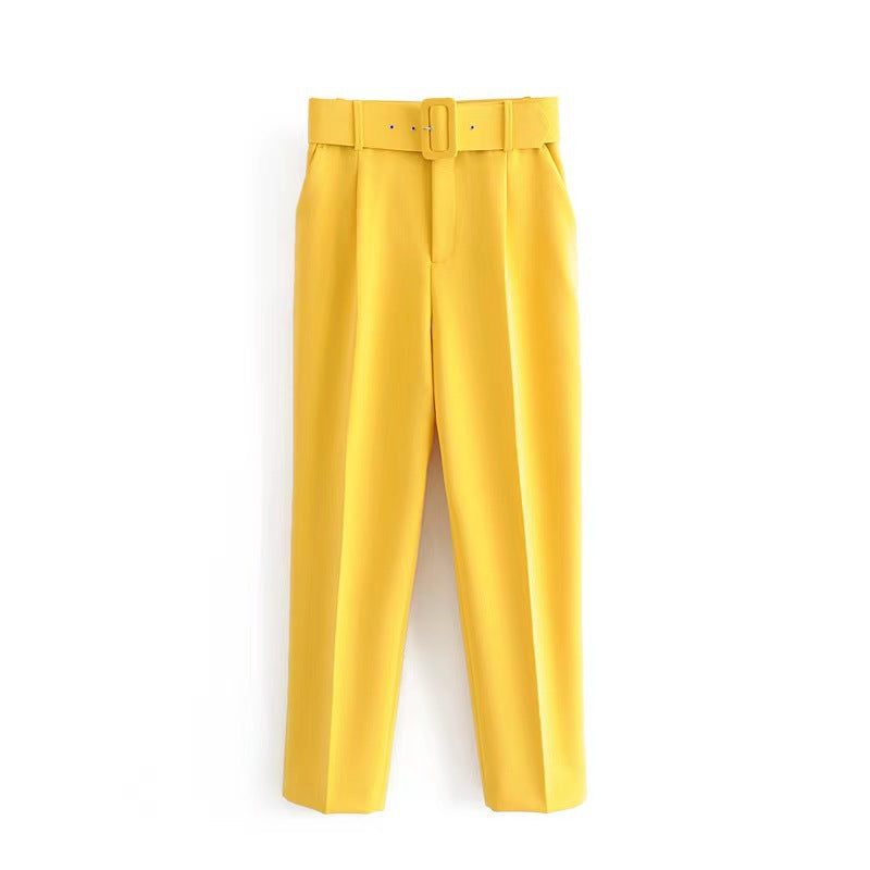 Damen weite Hochbundhose mit schickem Gürtel GR