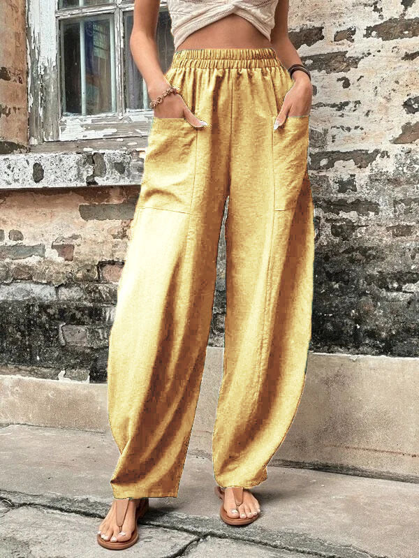 GR | Bequeme einfarbige Taschen Freizeit-Hosen