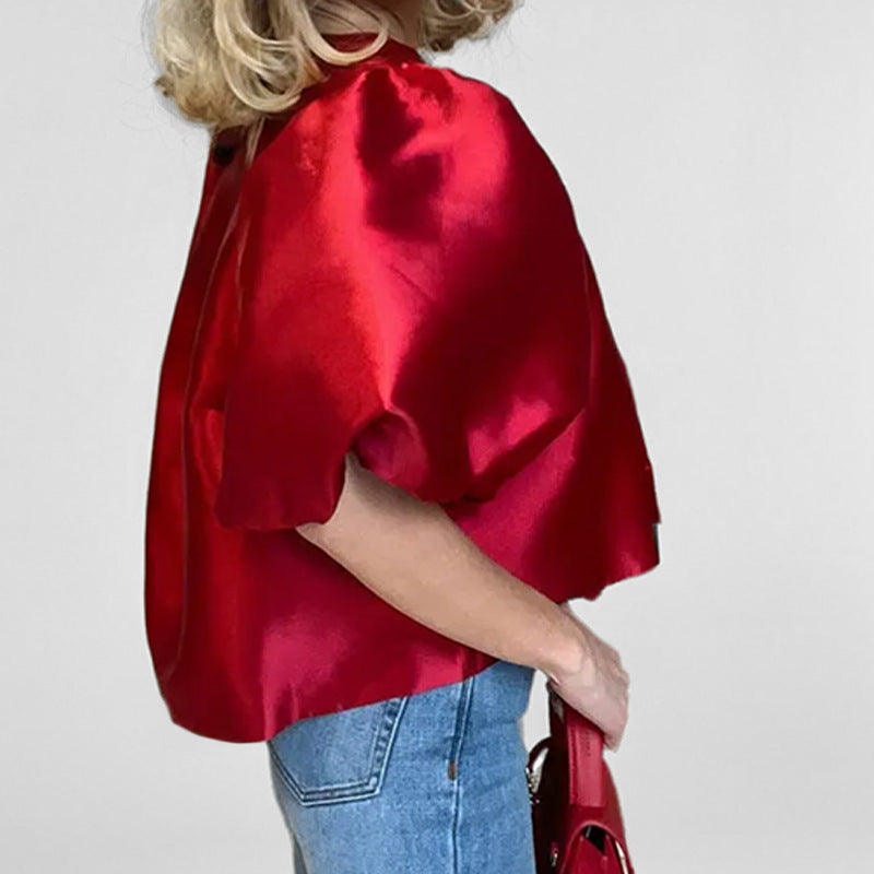 Damen Bluse mit voluminösen Puffärmeln und modernem Design GR