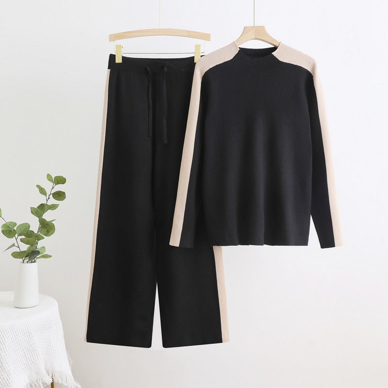 GR | High-waisted drawstring trousers knit set 