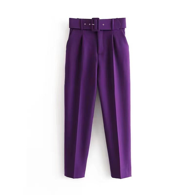 Damen weite Hochbundhose mit schickem Gürtel GR