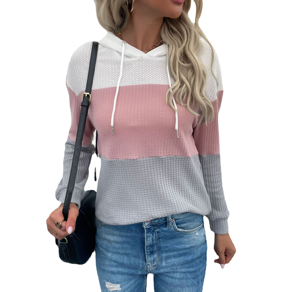 Damen Freizeit Hoodie mit strukturiertem Material und modischem Farbblockdesign GR