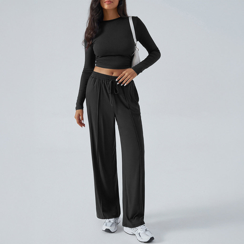 Damen lässiges Zweiteiler-Set mit weitem Oberteil und elastischen Hosen GR