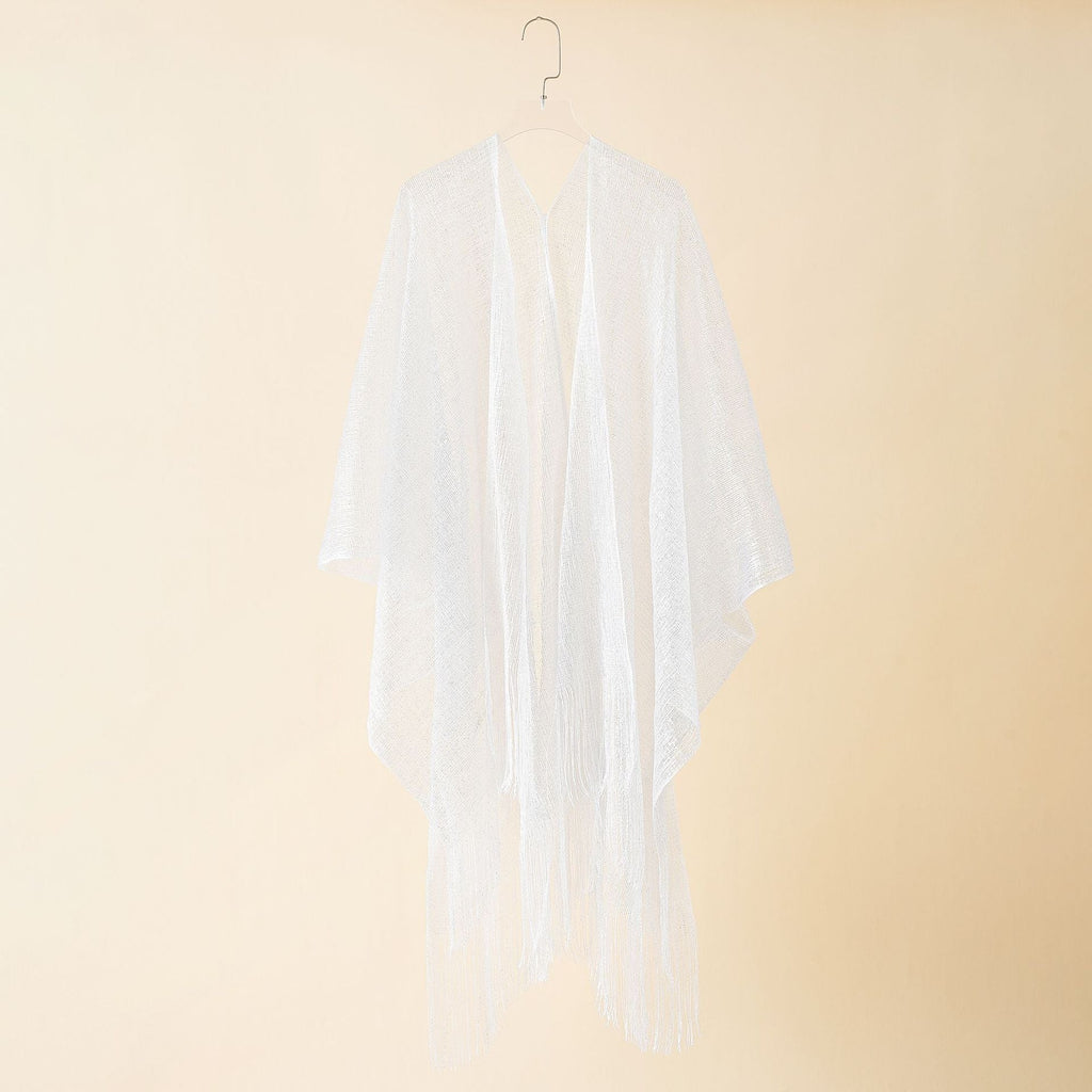 Women's fringed kimono in a transparent, airy fabric, size GR