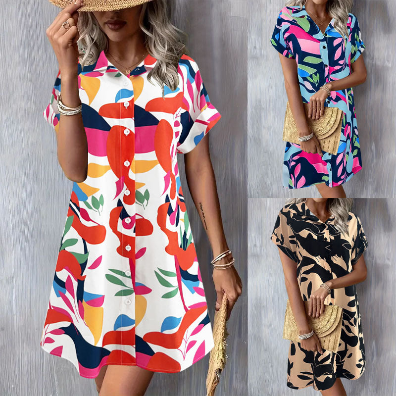 Damen Blusenkleid mit Knopfleiste und floralem Muster GR
