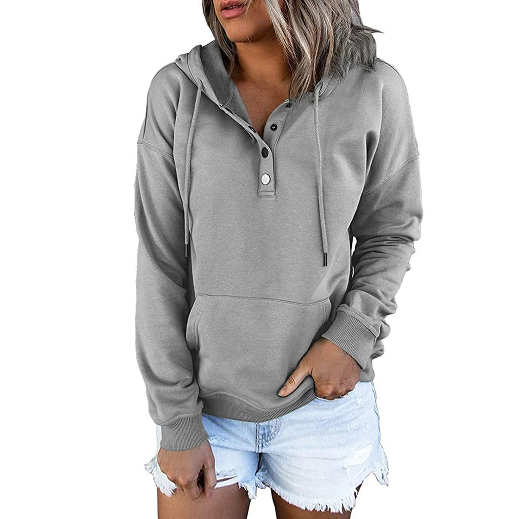Women's hoodie with functional button details and a relaxed fit, size S