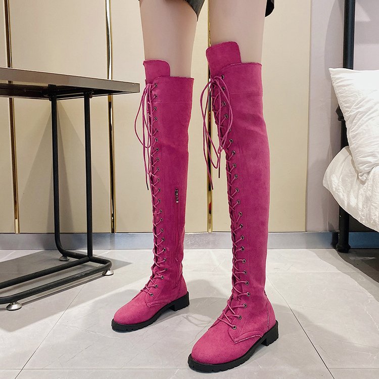 Women's over-the-knee boots with sophisticated lacing and robust sole, size GR