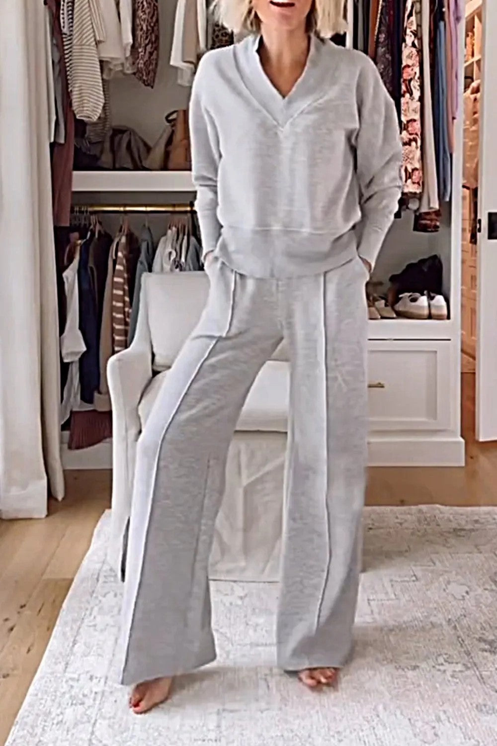 GR | Loose top and wide-leg trousers set 