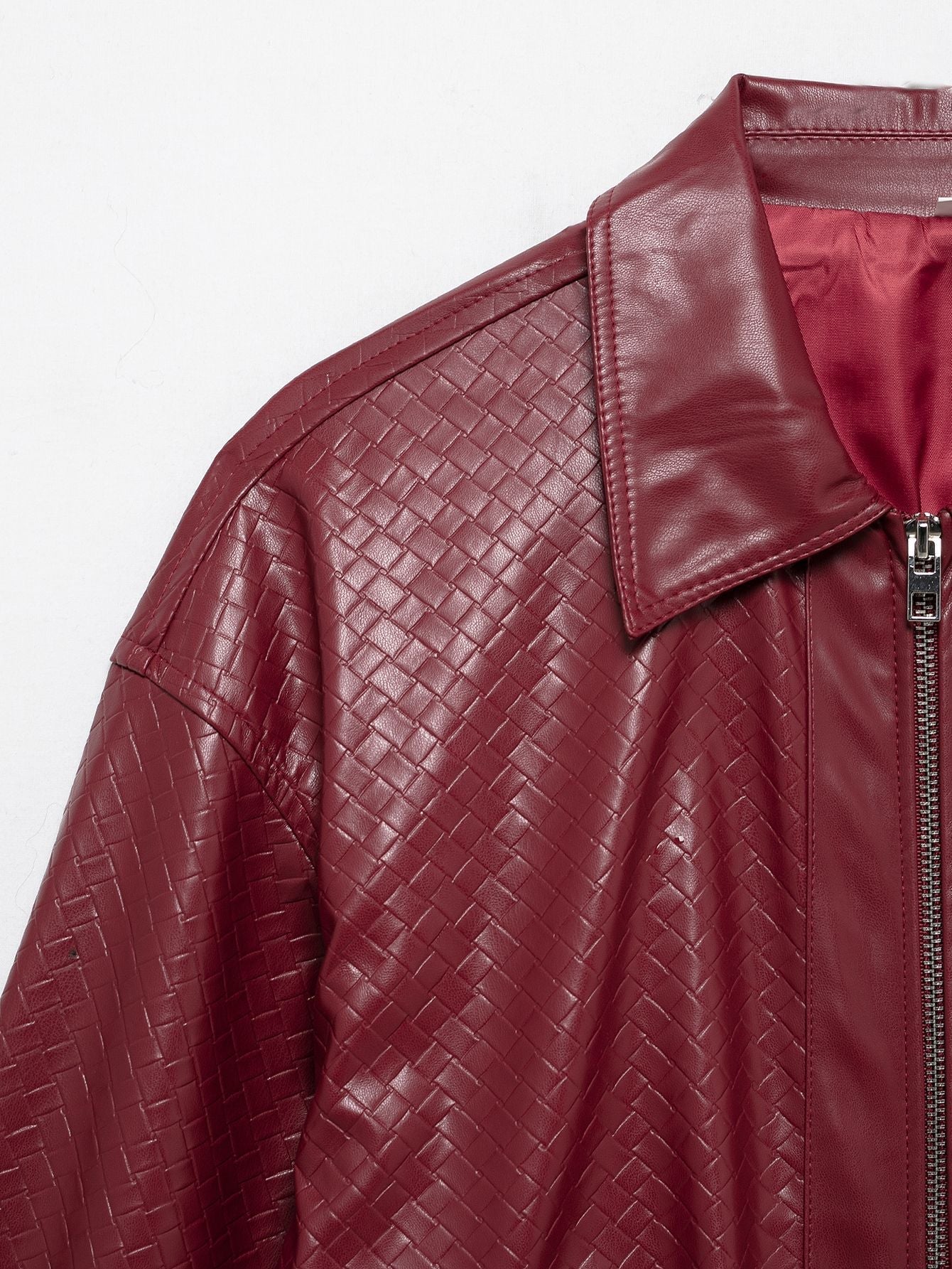 GR | Woven Faux Leather Bomber Jacket